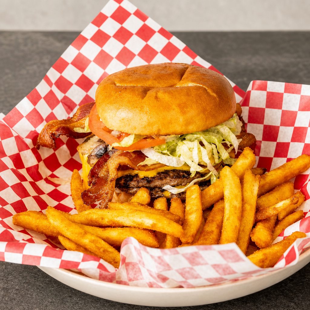 DBL Bacon Mush Burger.